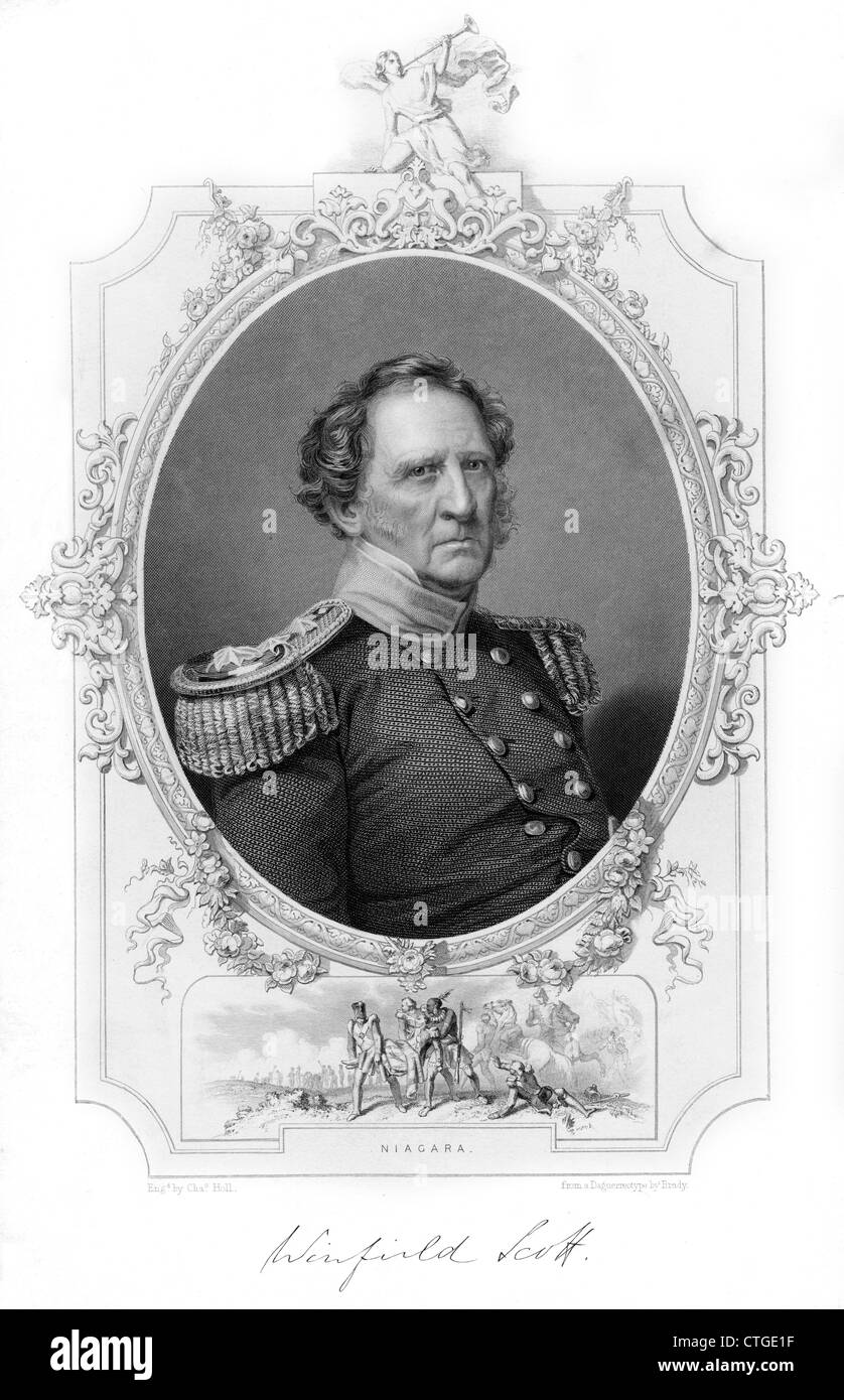 1860s ritratto Winfield Scott tardi nella vita era in grado comandante guerra di 1812 SEMINOLE Black Hawk messicani e americani guerre civili Foto Stock