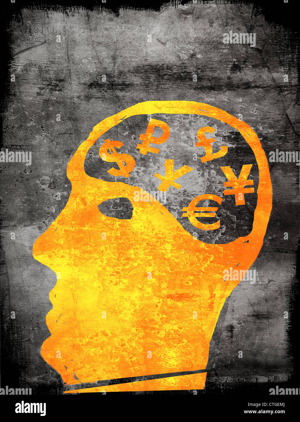 L'uomo pensando di economia illustrazione Foto Stock