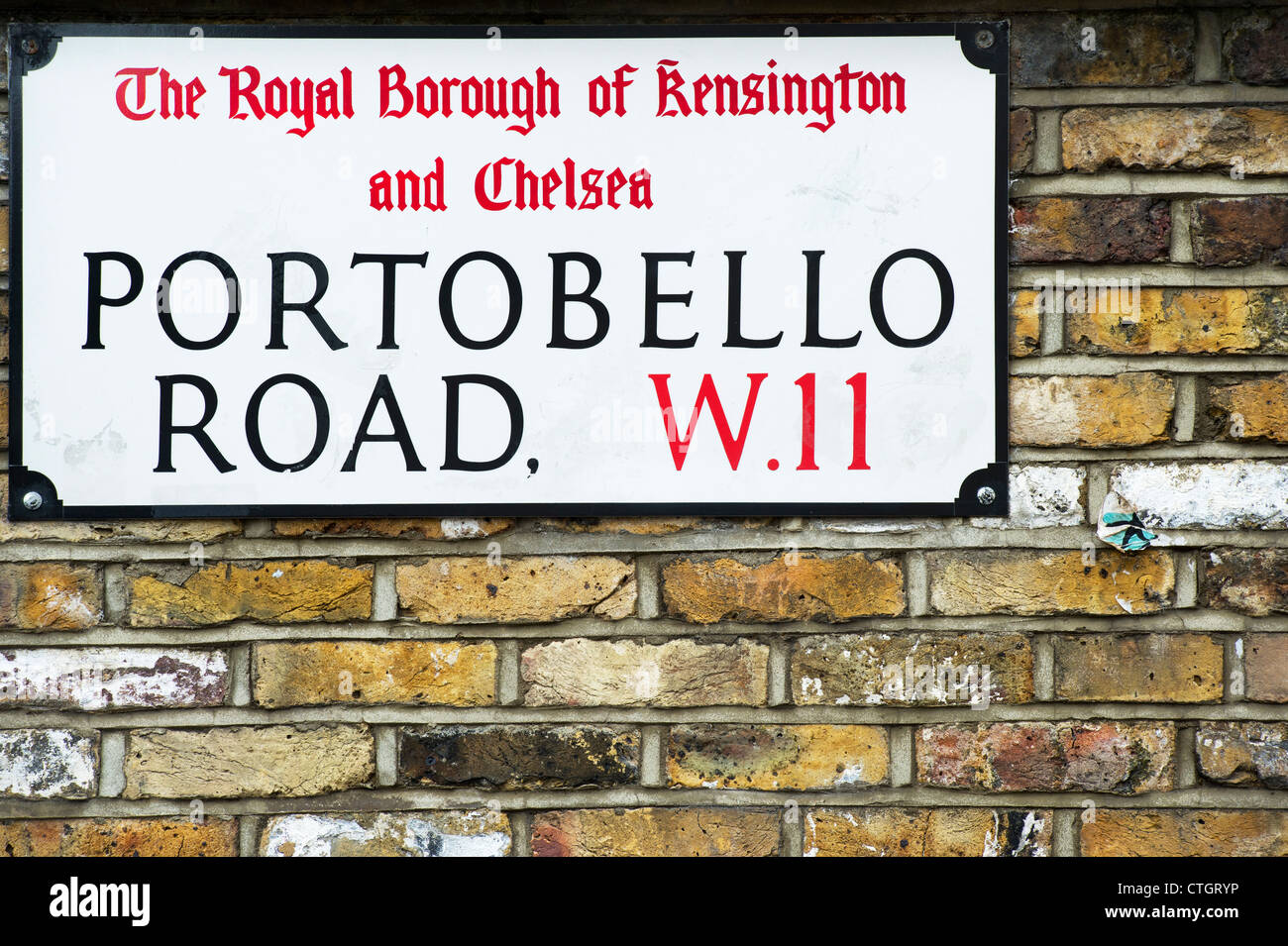 Portobello Road sign. Londra. W.11 Foto Stock
