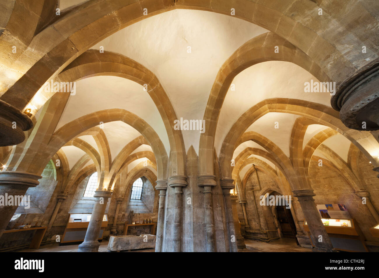 Inghilterra, Somerset, pozzi, Cattedrale di Wells, la Undercroft Foto Stock