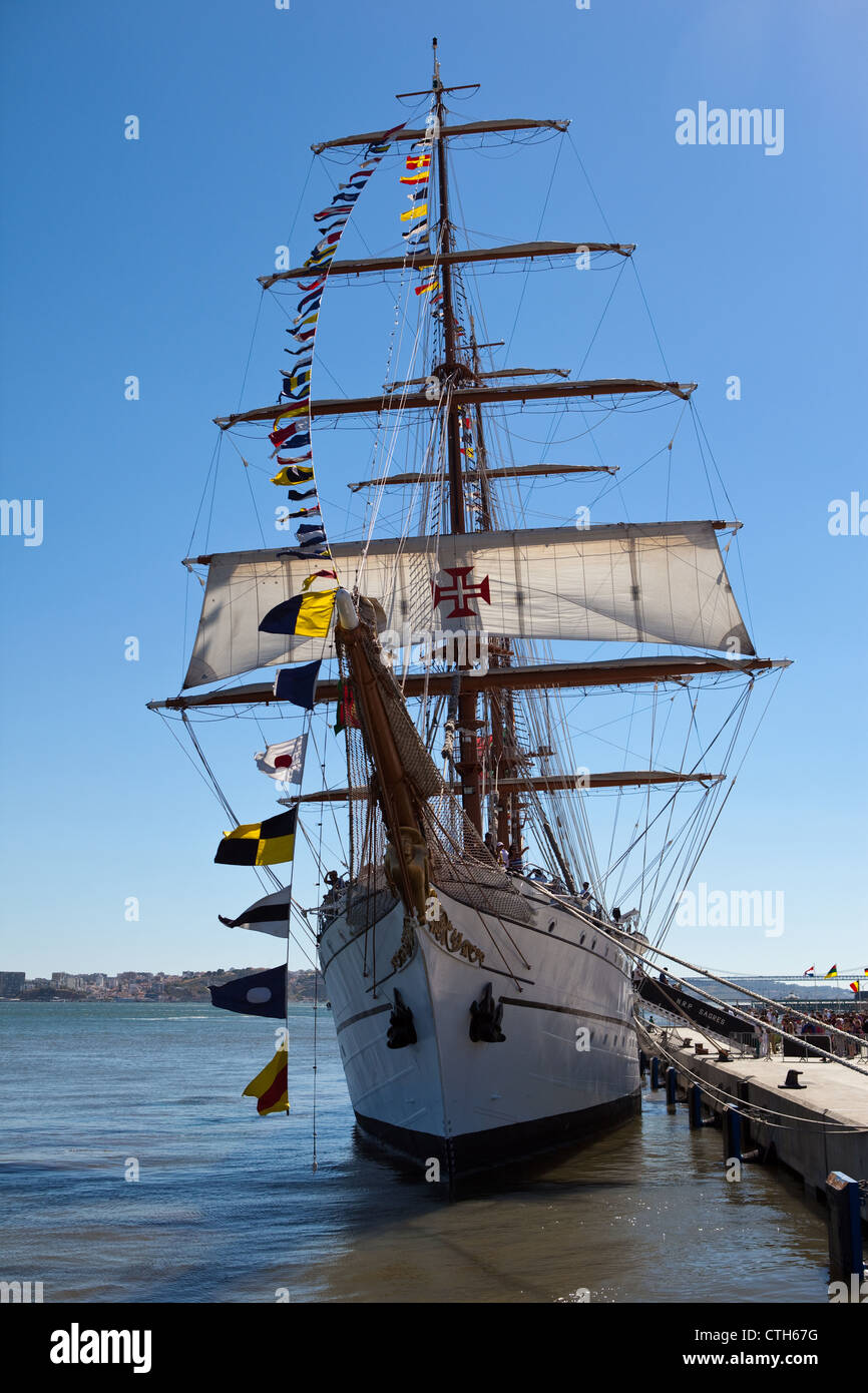 Sagres nave scuola, Lisbona, Portogallo Foto Stock