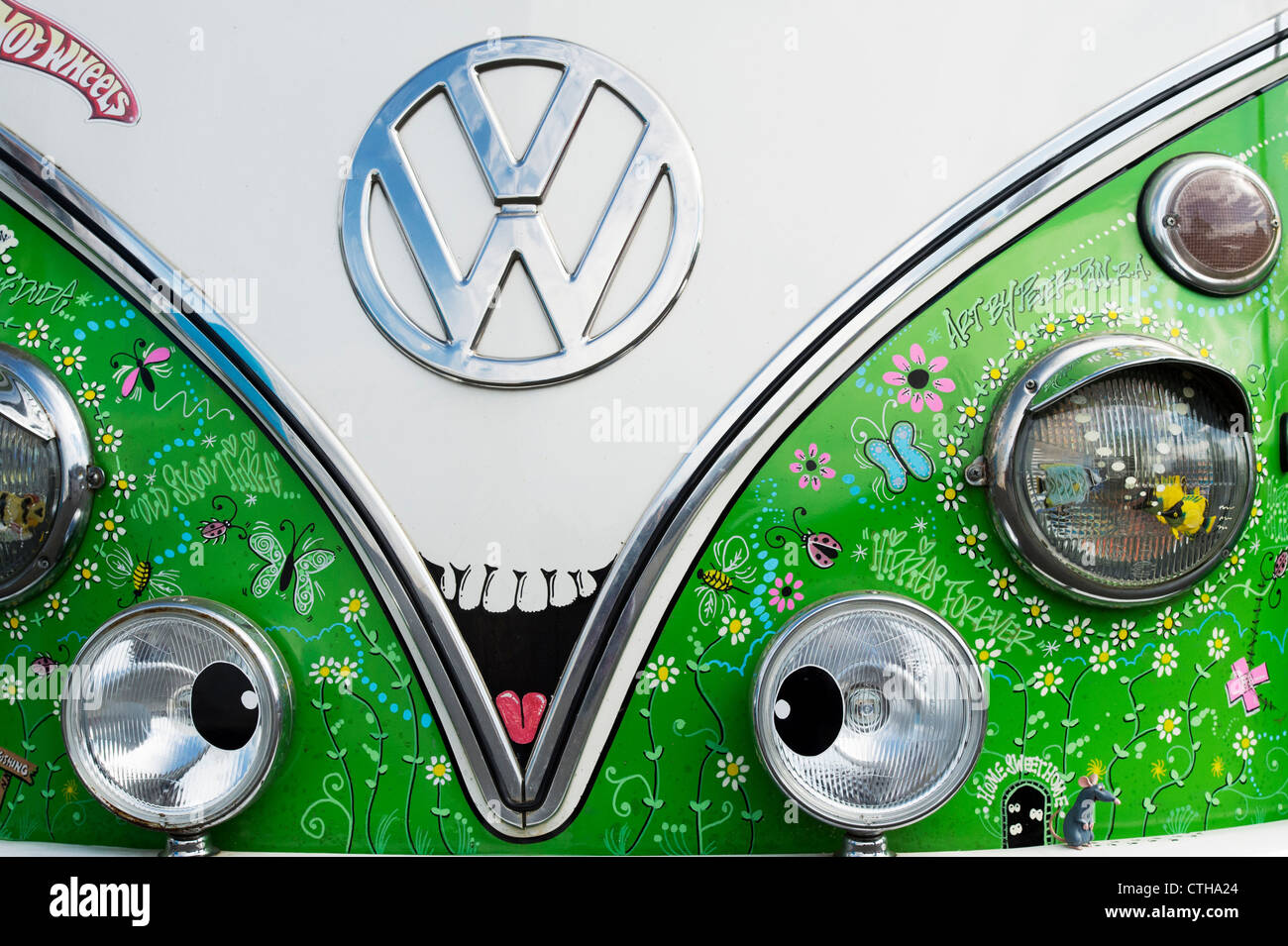 VW Split Screen Volkswagen camper van. Anni Settanta stile hippie Foto Stock