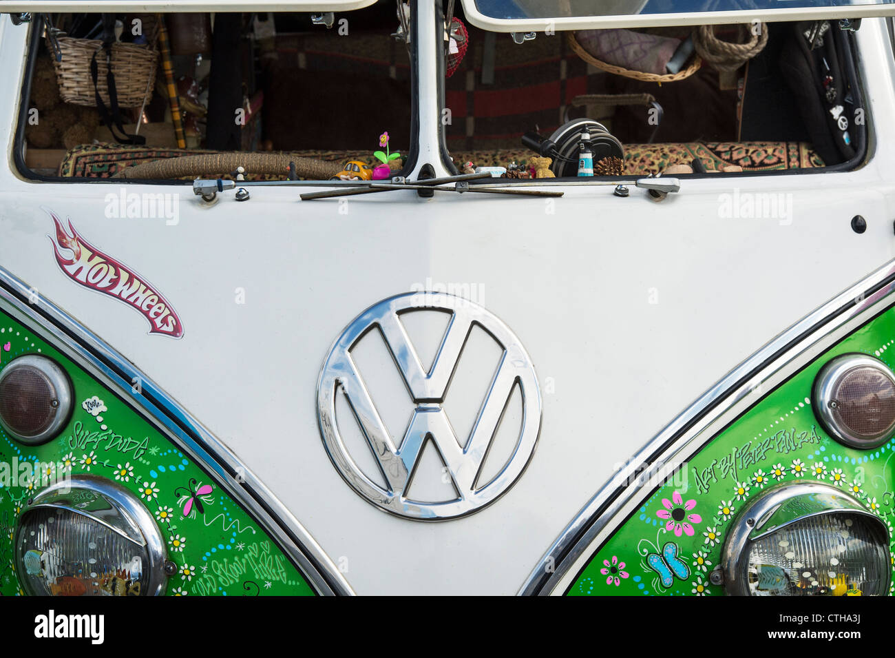 VW Split Screen Volkswagen camper van. Anni Settanta stile hippie Foto Stock