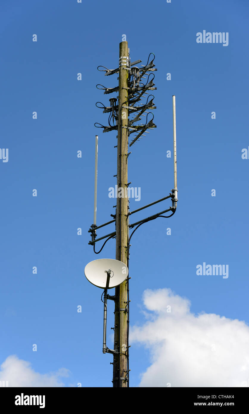 Legno montante di telecomunicazioni. Kendal cadde, Kendal Cumbria, England, Regno Unito, Europa. Foto Stock