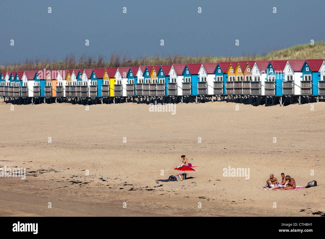 I Paesi Bassi, Vlissingen, cabine da spiaggia. Foto Stock