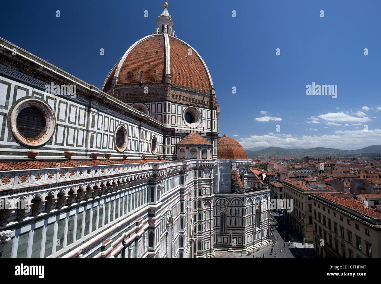 Il Duomo di Firenze, Italia visto dal campanile Torre campanaria Foto Stock