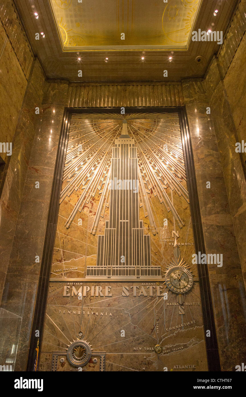 Empire State Building, la lobby, New York, Stati Uniti, Foto Stock