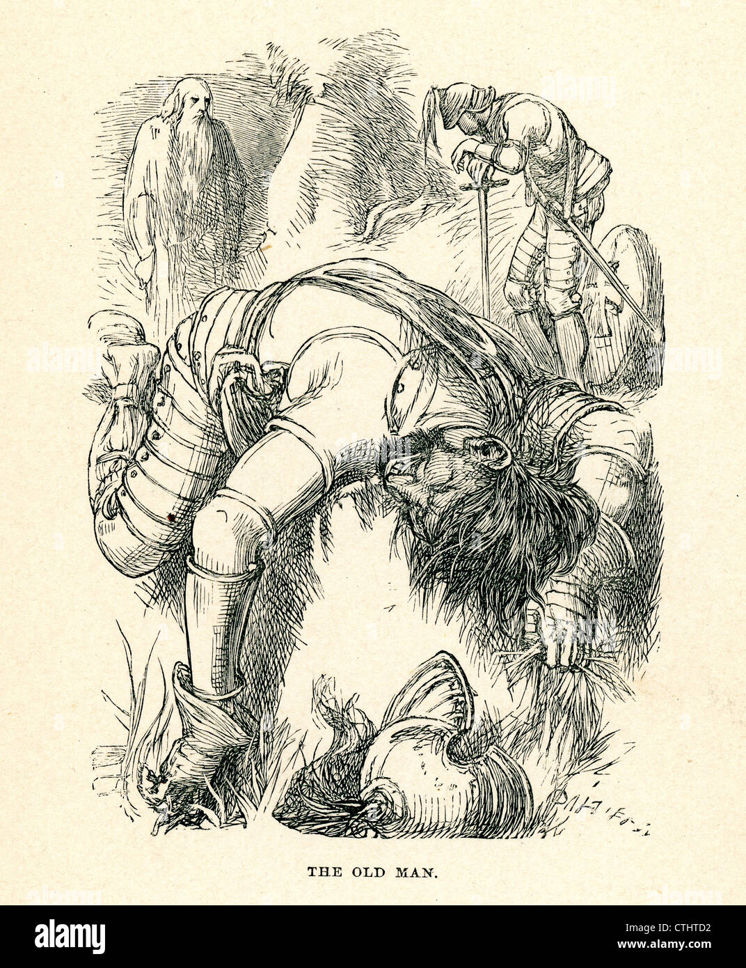 Il vecchio uomo dalla storia dell'assassino gigante o la battaglia che tutti devono combattere Foto Stock