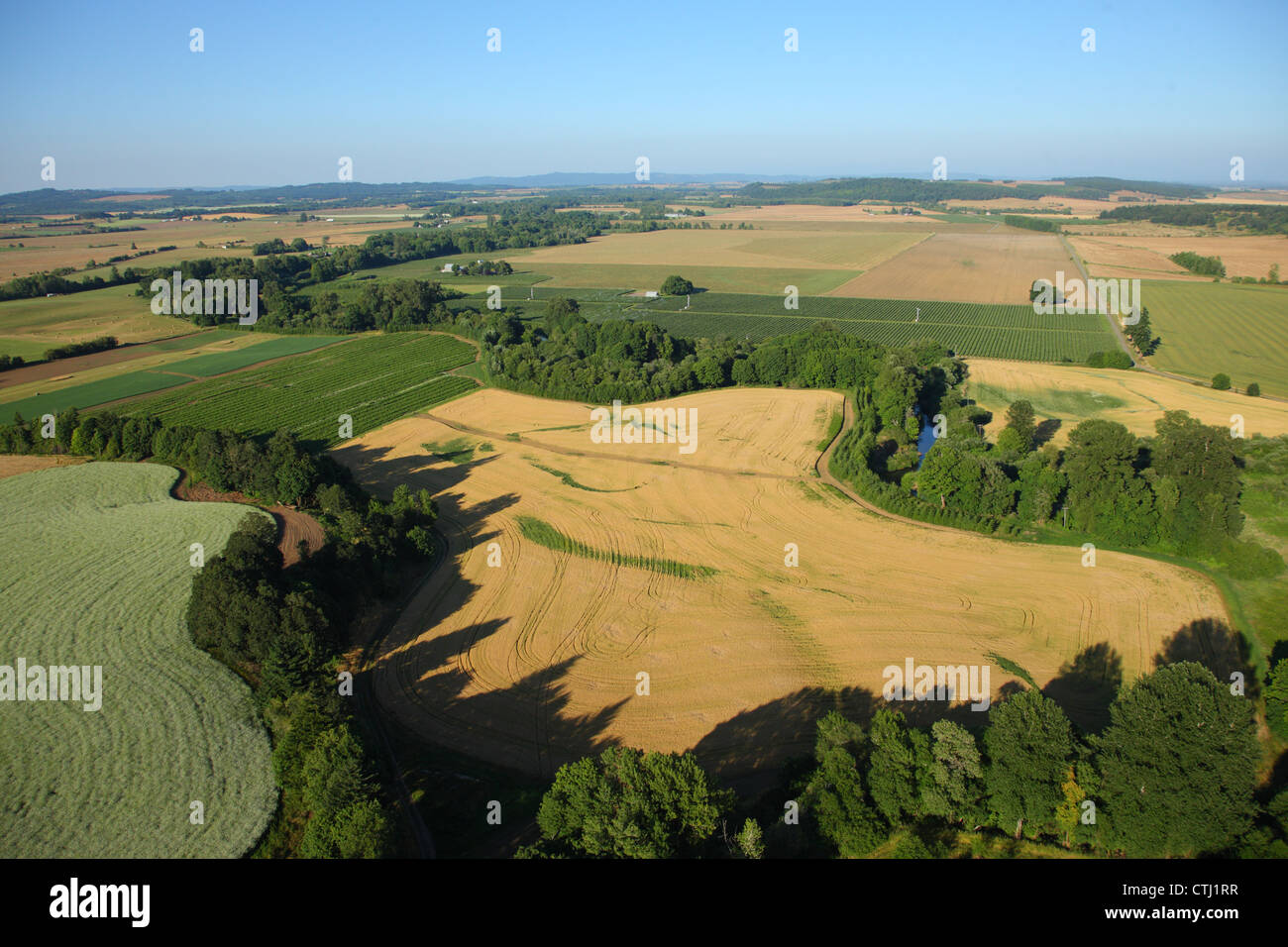 Vista aerea di terreni agricoli, Willamette Valley Oregon Foto Stock