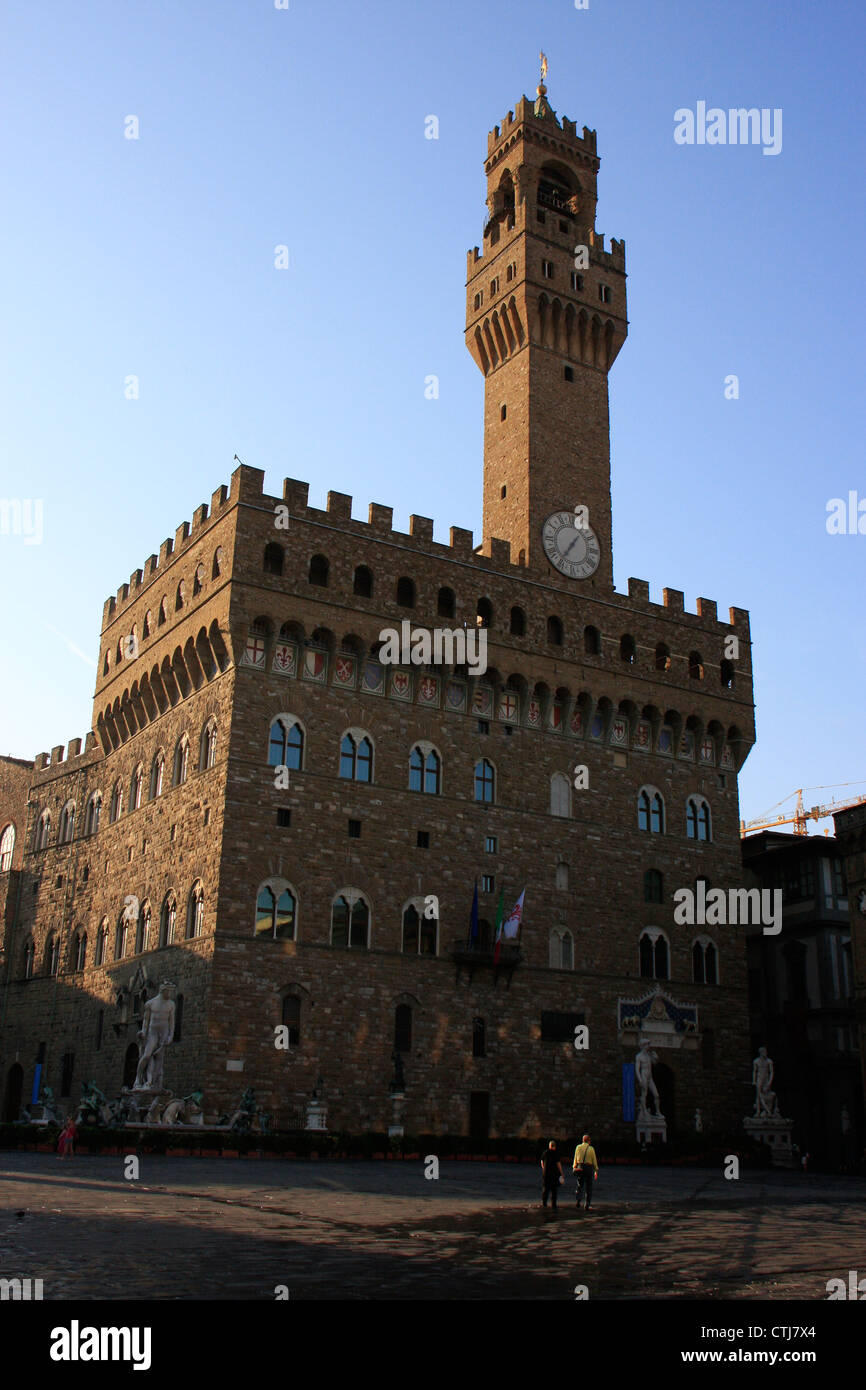 Palazzo Vecchio in Piazza Signoria a Firenze, Italia Foto Stock