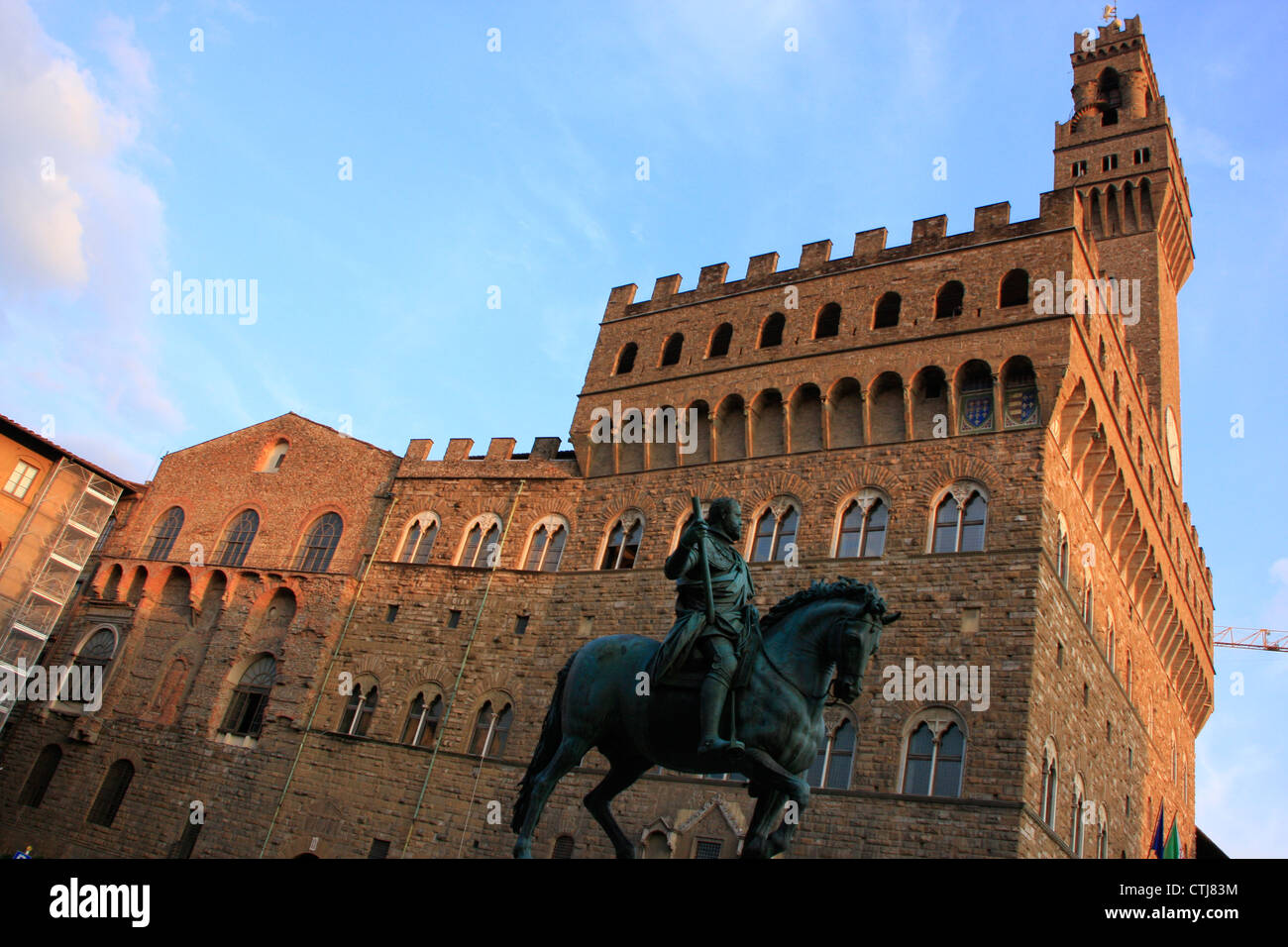 Palazzo Vecchio in Piazza Signoria a Firenze, Italia Foto Stock