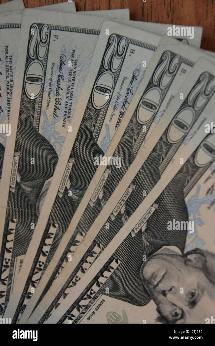 Piccolo mucchio di soldi americani Foto Stock