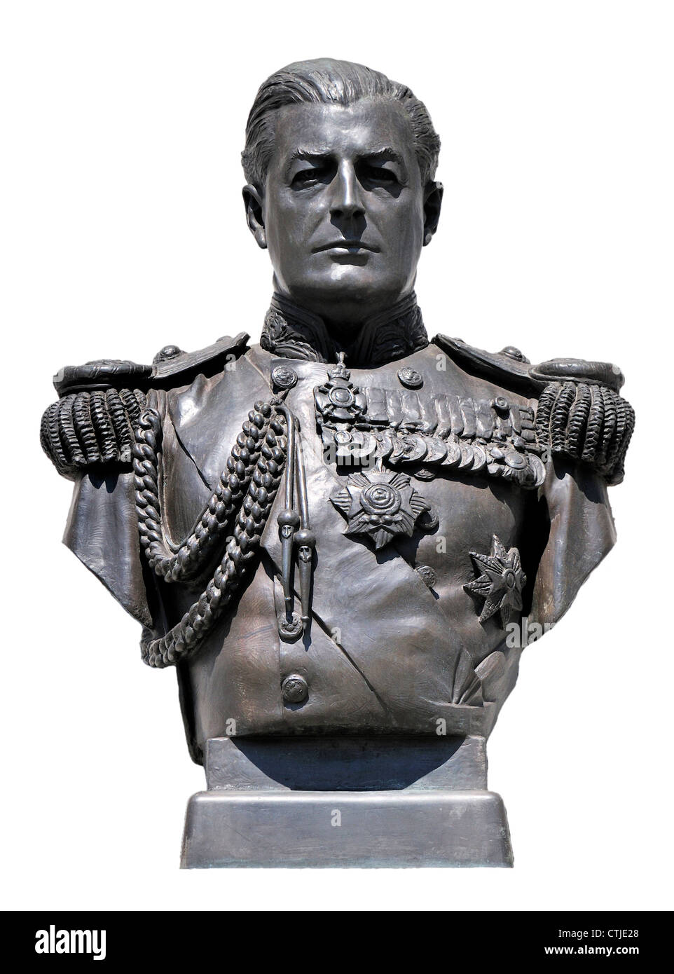 Londra, Inghilterra, Regno Unito. Busto di David Beatty, 1° conte Beatty in Trafalgar Square (William McMilllan; 1948) Foto Stock