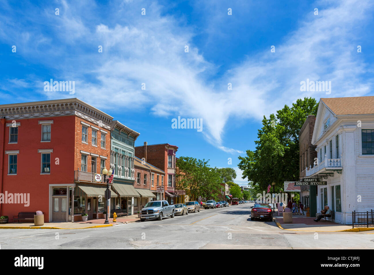 Strada principale di Annibale, Missouri, home città di Mark Twain, STATI UNITI D'AMERICA Foto Stock