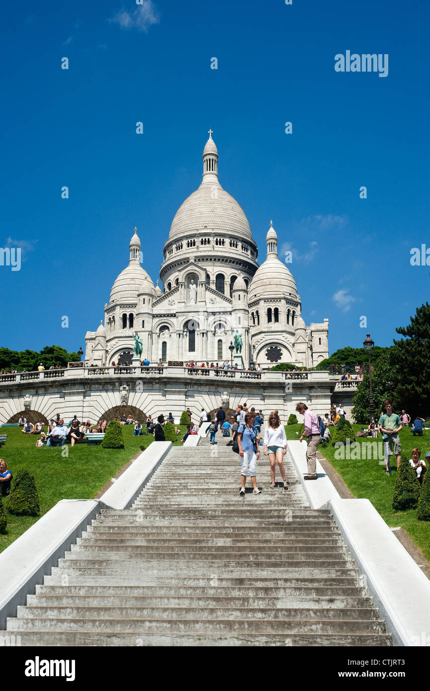 Parigi, Francia - La Basilica del Sacro Cuore (Sacre Coeur ) visualizza. Foto Stock