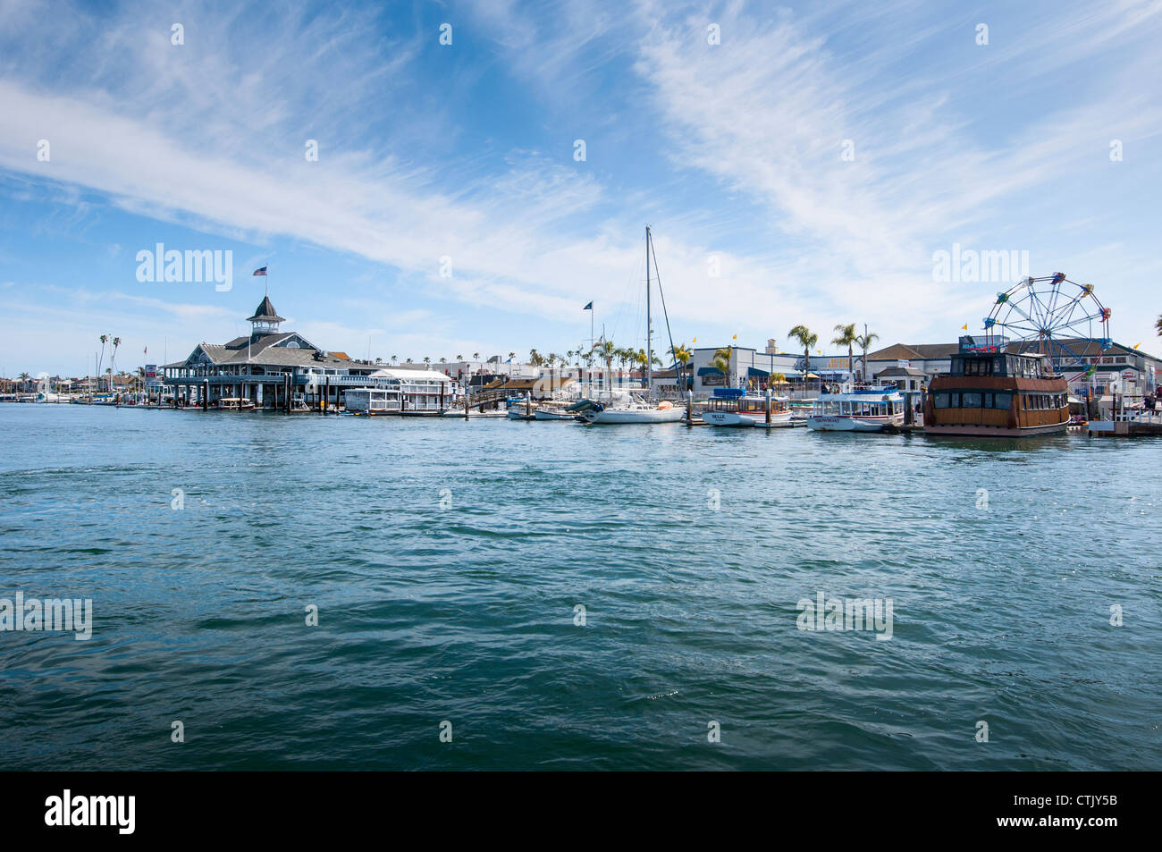 Balboa Island Harbour di Newport Beach in California. Foto Stock