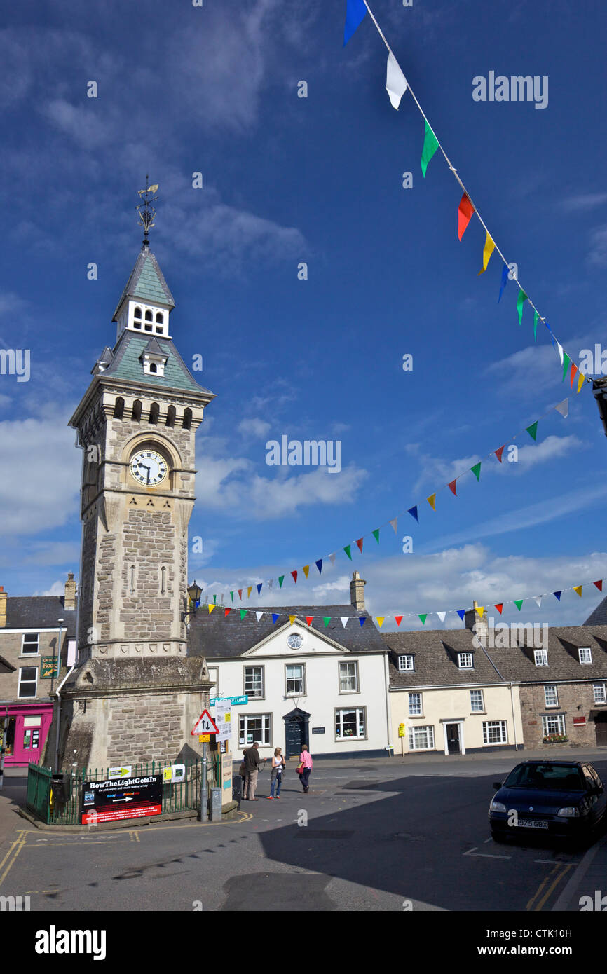 Clocktower in Hay-on-Wye, POWYS, GALLES, UK, Regno Unito, GB Gran Bretagna, Isole britanniche, Europa Foto Stock