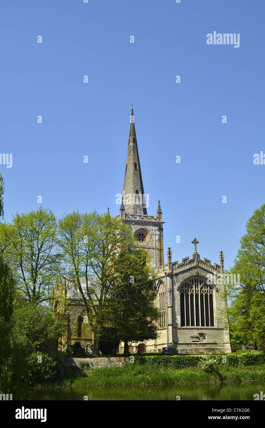 Chiesa della Santa Trinità e del fiume Avon, Stratford upon Avon, Warwickshire, Regno Unito Foto Stock