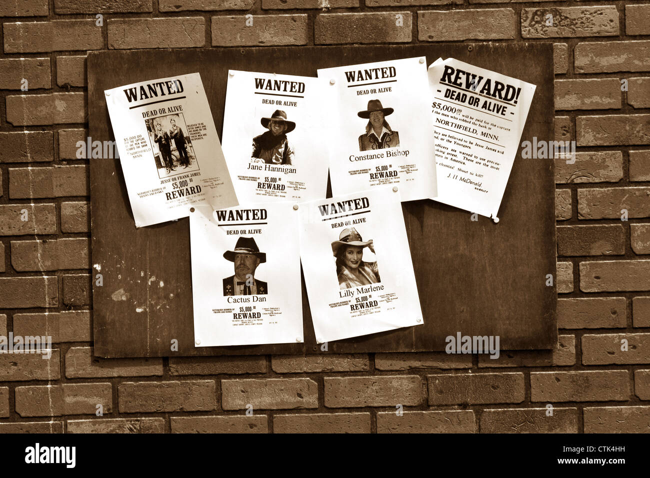 Vecchia frontiera occidentale della città scheda annuncio Wanted poster Foto Stock