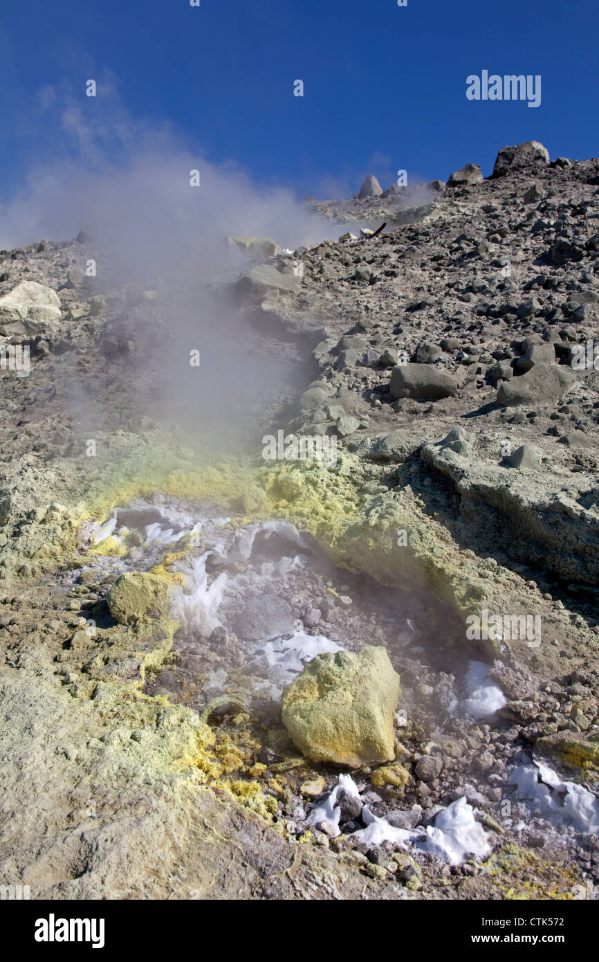 Zolfo alla isola di Vulcano, Isole Eolie, Italia Foto Stock