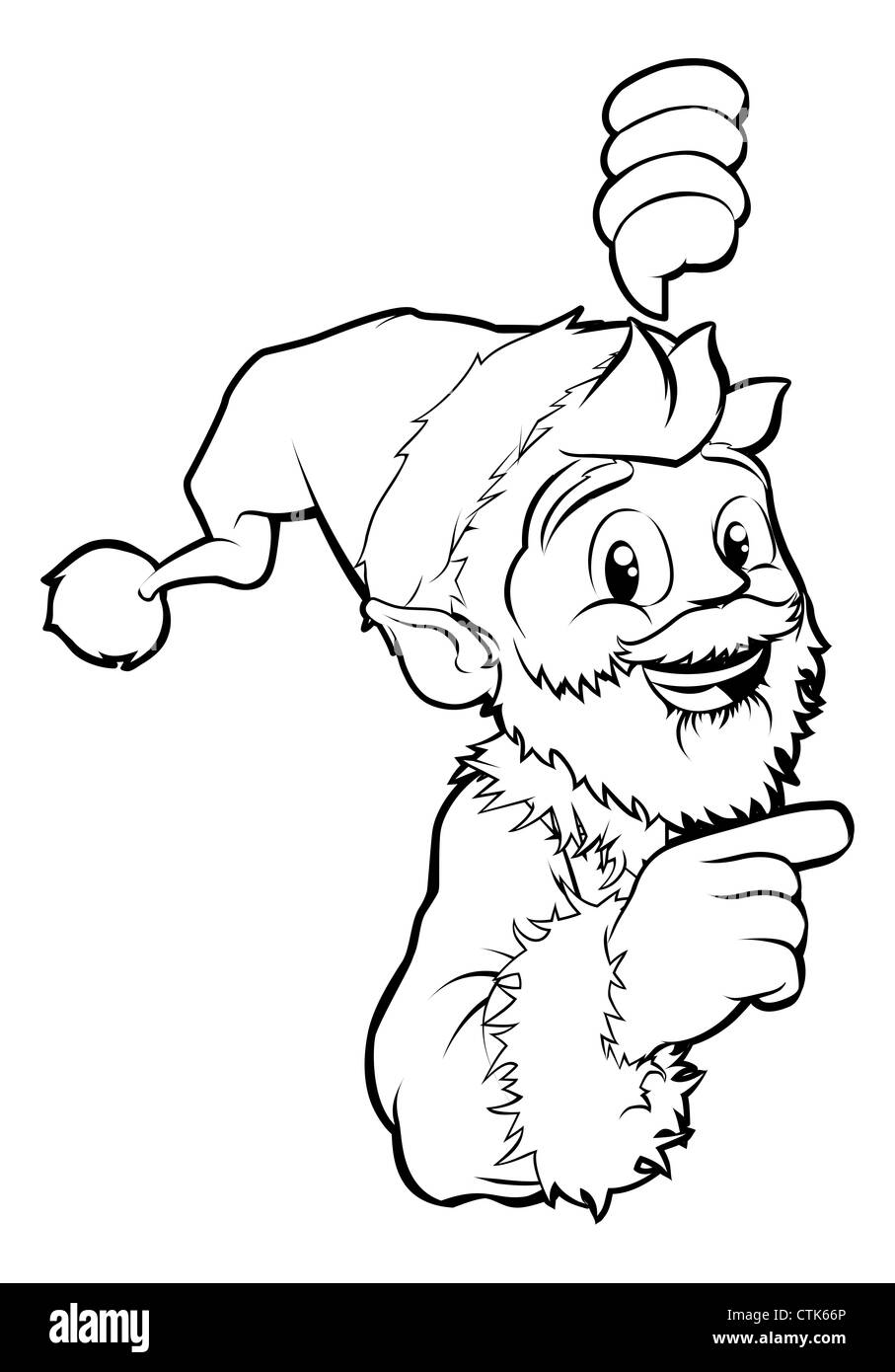 In bianco e nero di puntamento Santa illustrazione di Natale Foto Stock