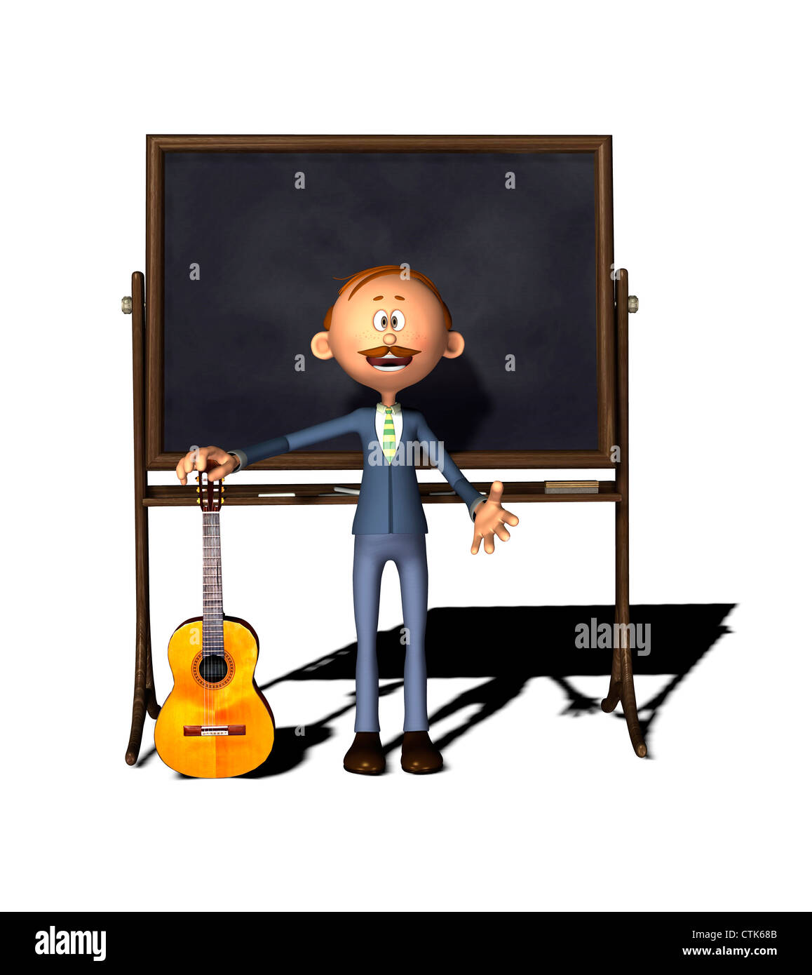 Figura del fumetto insegnante con bordo e chitarra Foto Stock