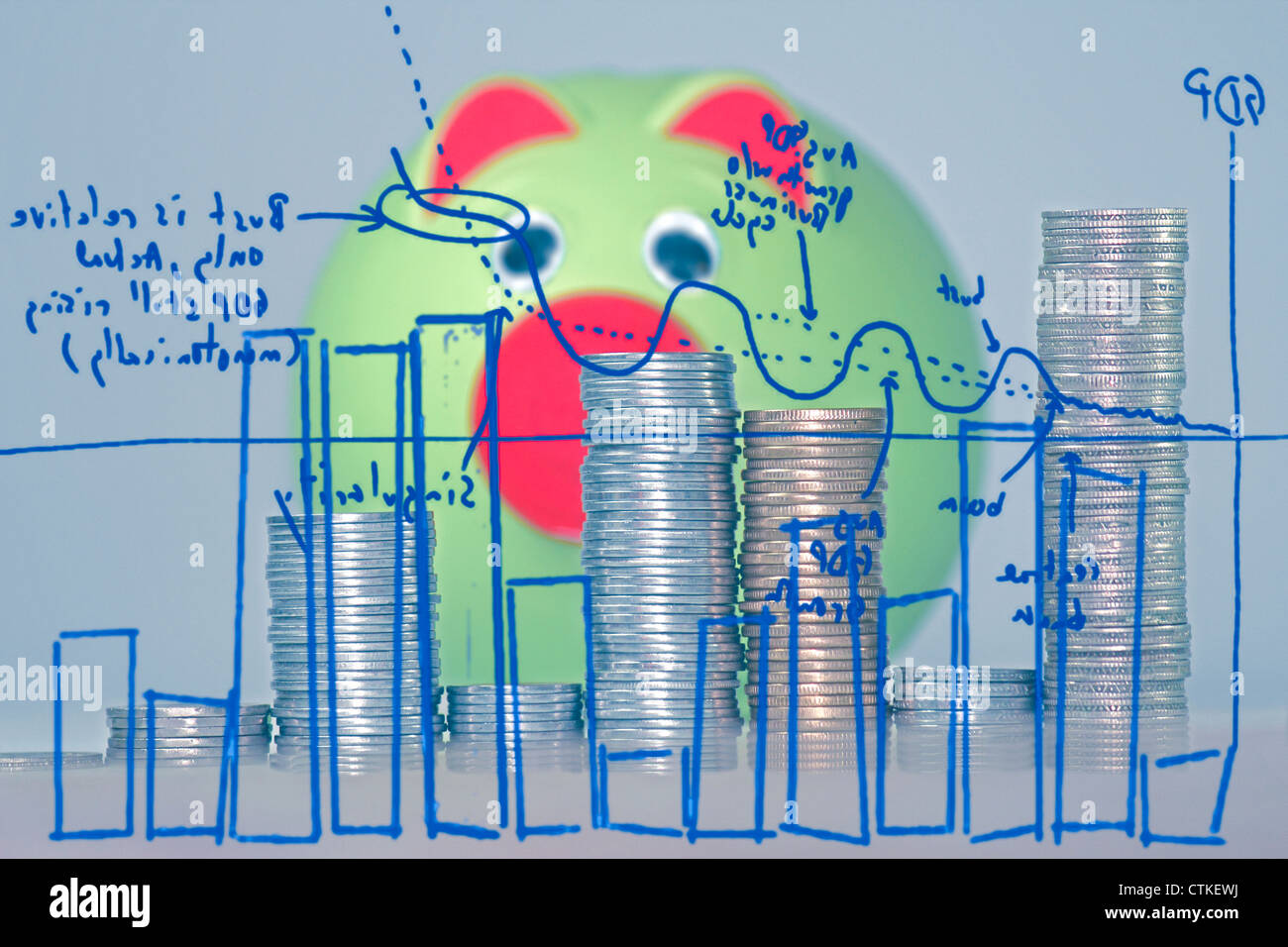 Rupie indiane con un salvadanaio, Concept Foto Stock