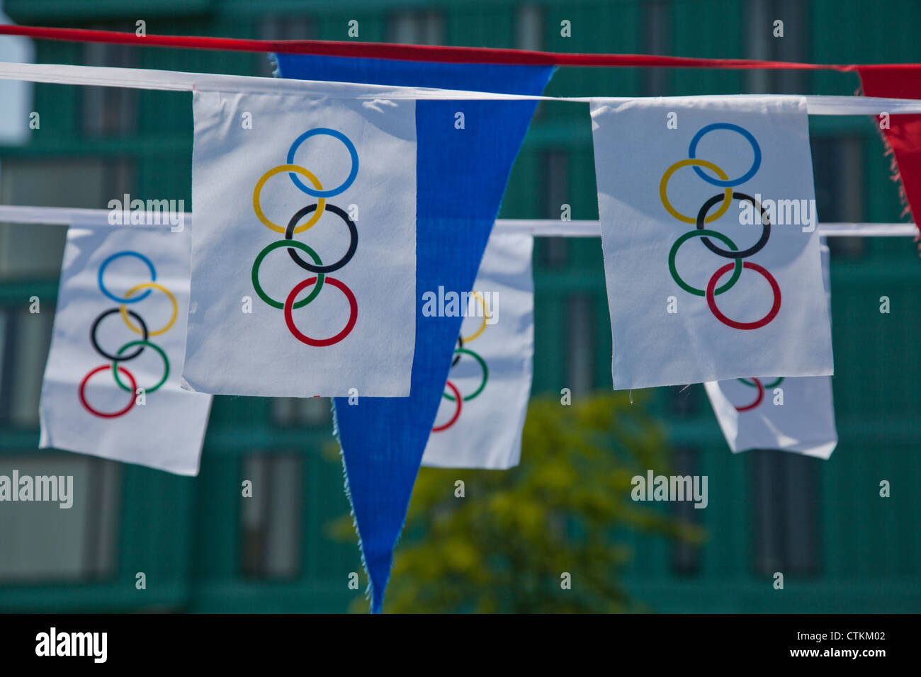 Bandiere olimpica durante Olimpiadi di Londra 2012 Foto Stock