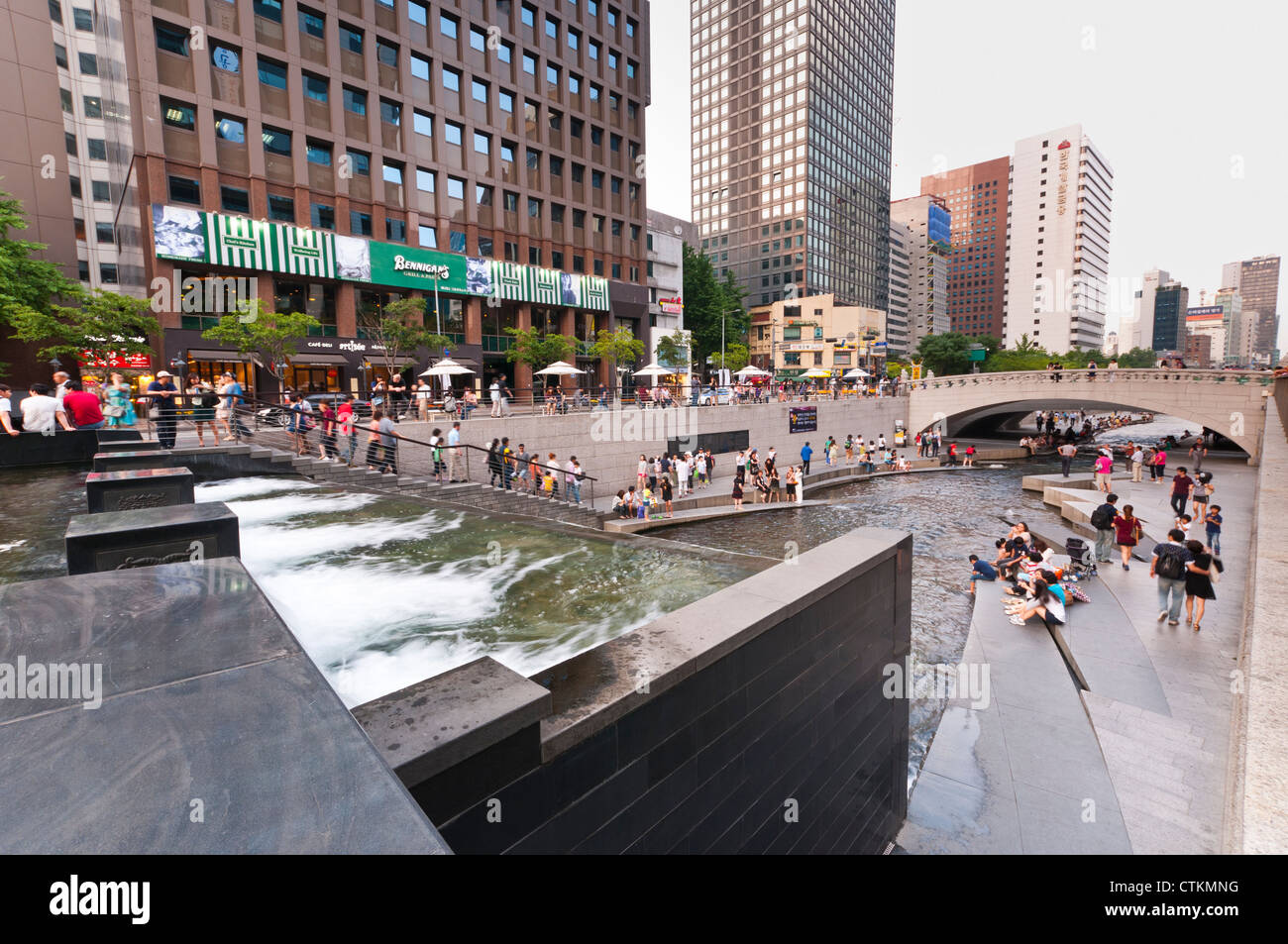 Fontana Cheonggyecheon, Seoul, Corea Foto Stock
