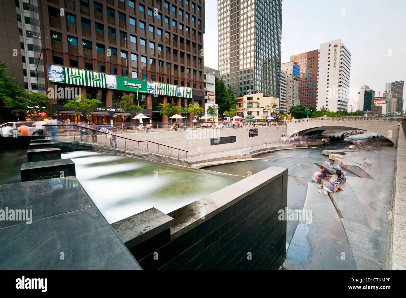 Fontana Cheonggyecheon, Seoul, Corea Foto Stock