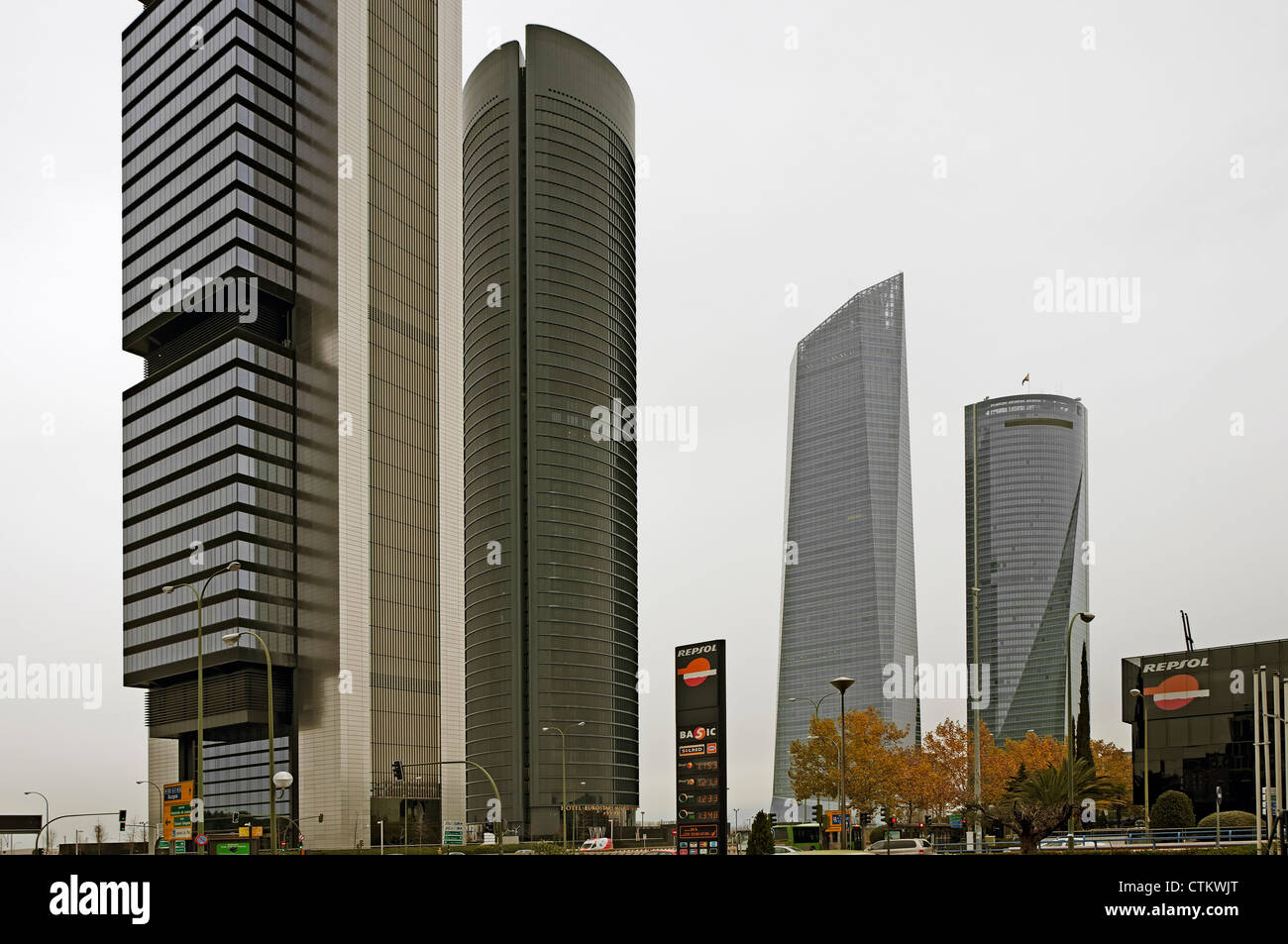 Cuatro Torres business area di Madrid, Foto Stock