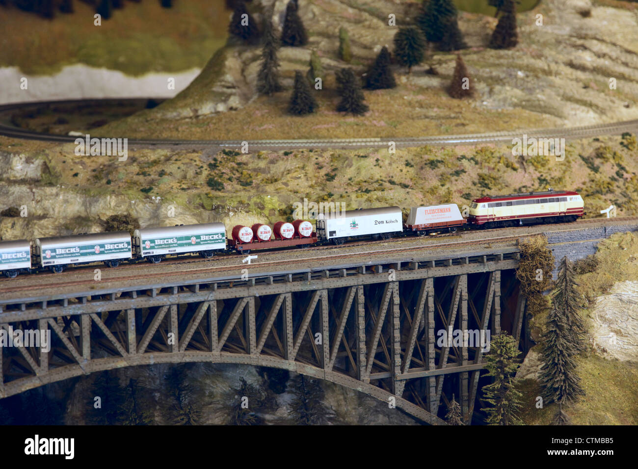 Modello di treno insieme a New Romney Kent Foto Stock
