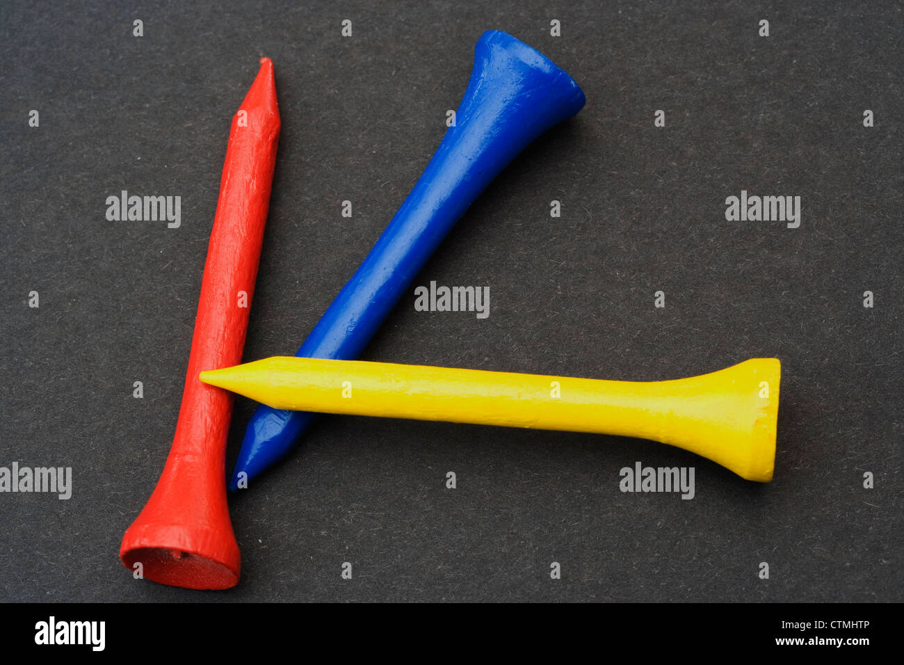 Golf tees in legno Foto Stock