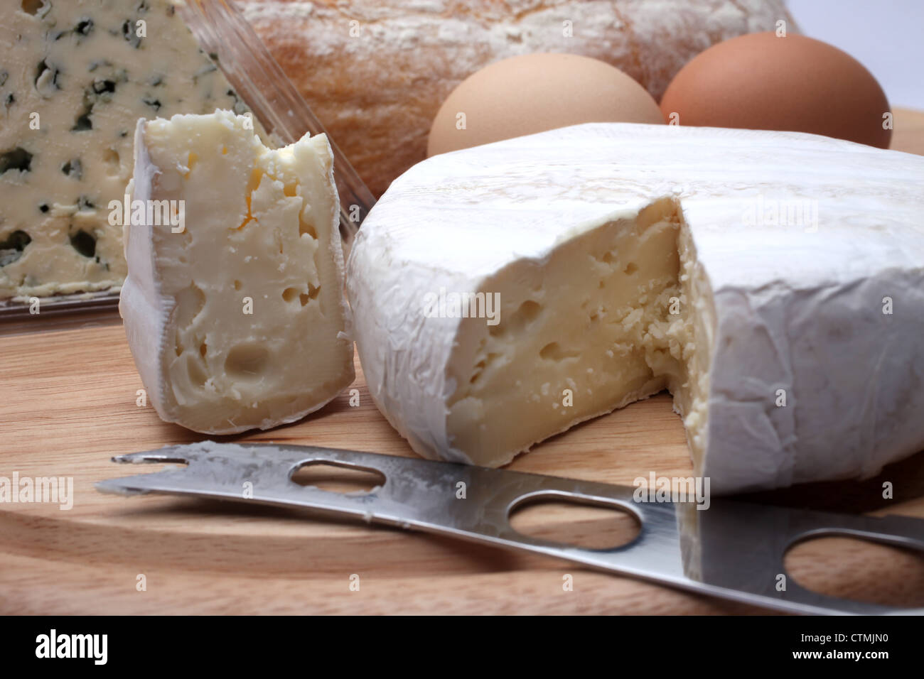 La prima colazione, formaggio e uova Foto Stock
