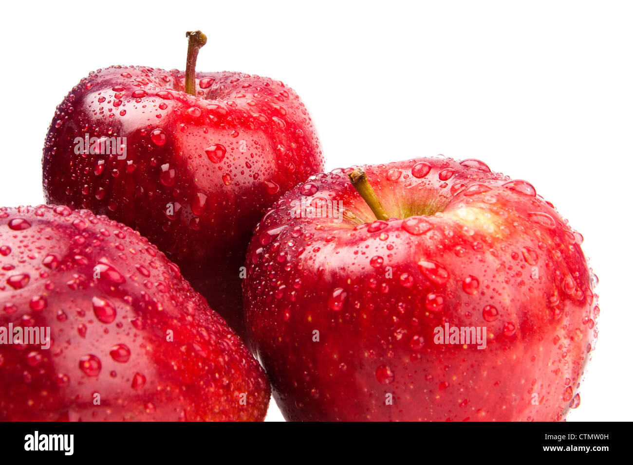Big freschi tre apple isolare su bianco Foto Stock