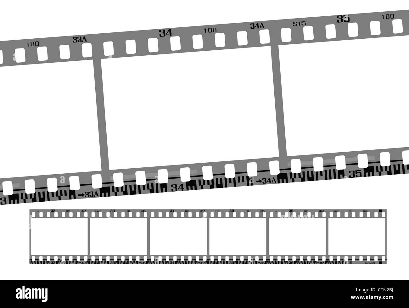 La striscia del film, per un totale di 6 telai continuo. vettore con la dimensione corretta e dettagli. Foto Stock