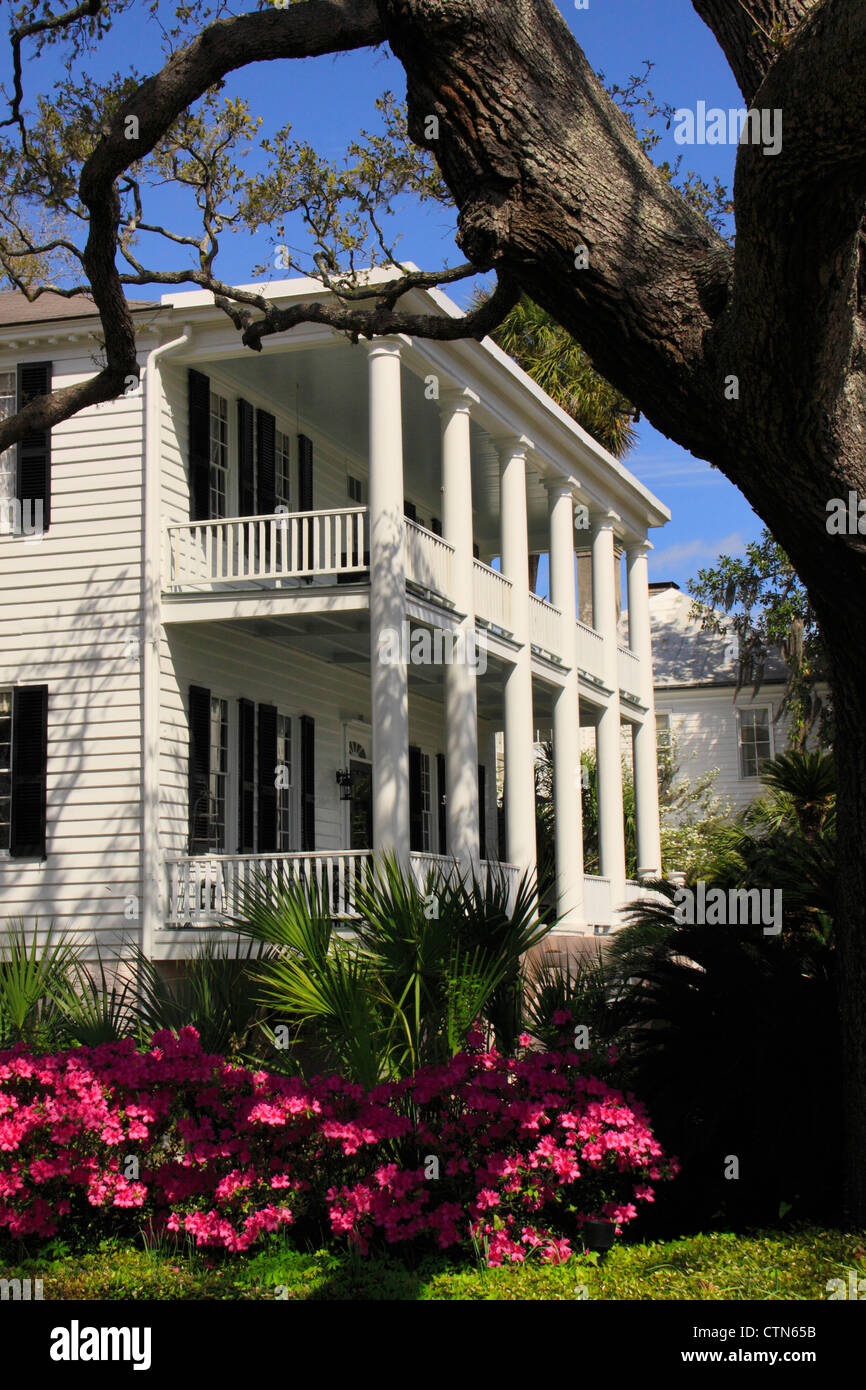 Bay Street Home Quartiere Storico, Beaufort, South Carolina, STATI UNITI D'AMERICA Foto Stock