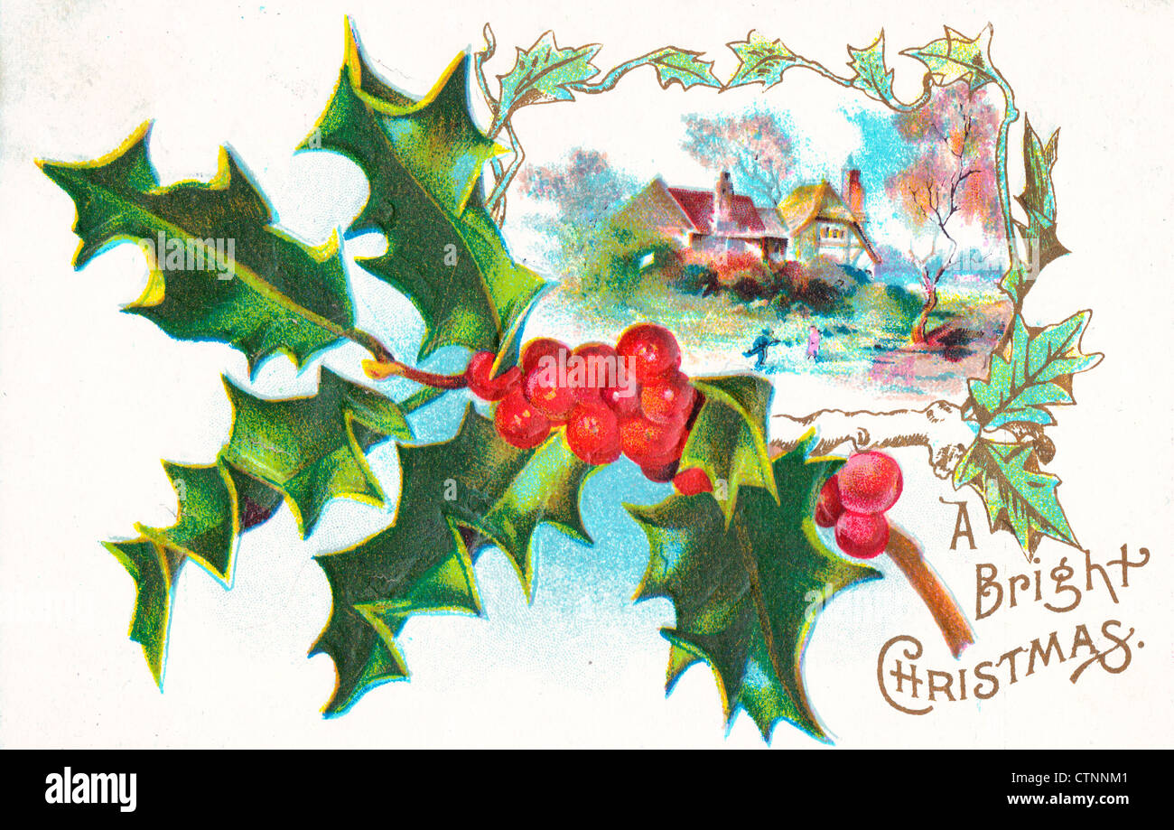 Un luminoso Natale - scheda vintage Foto Stock