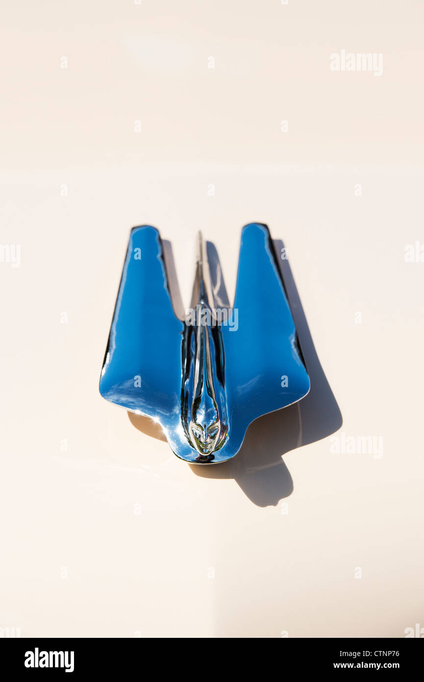 1954 Cadillac ornamento del cofano dettaglio. Classic American car Foto Stock