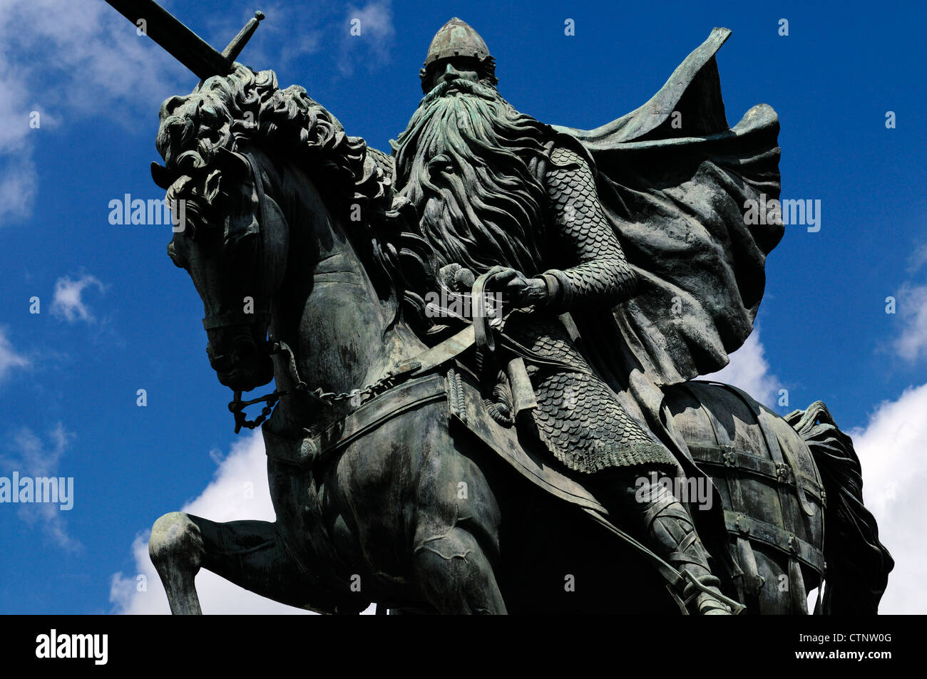 Spagna: monumento eroica di 'El Cid' nel centro di Burgos Foto Stock