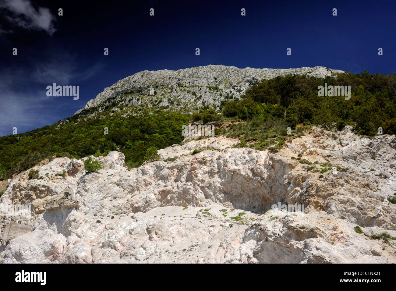 Italia, Basilicata, Parco Nazionale del Pollino, Latronico, Monte Alpi, cava di marmo Foto Stock