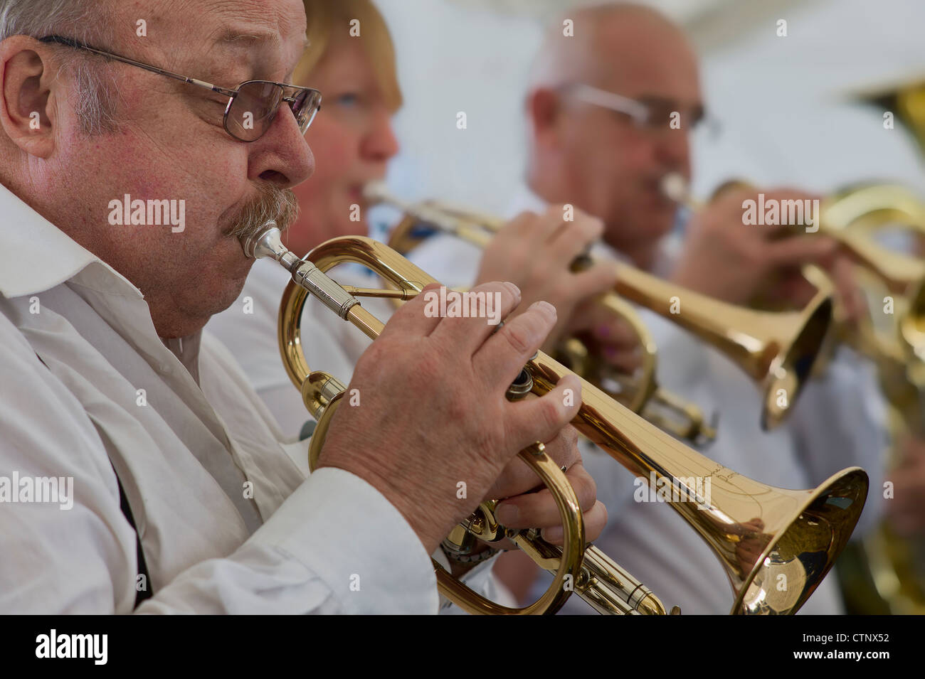 Ibstock mattone Brass Band cornet giocatori Foto Stock