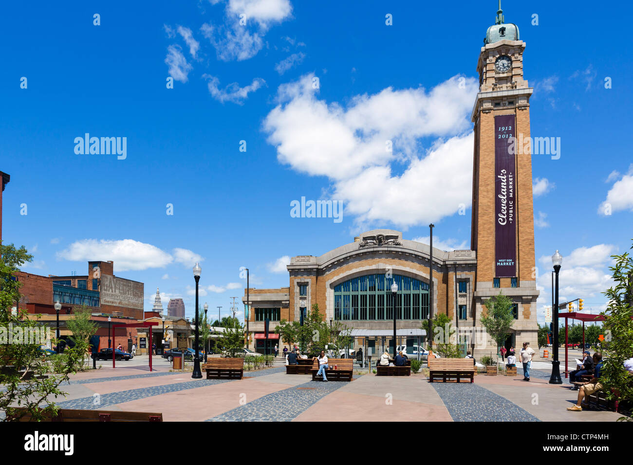 Lato ovest Mercato, piazza del mercato, Ohio Città distretto, Cleveland, Ohio, Stati Uniti d'America Foto Stock