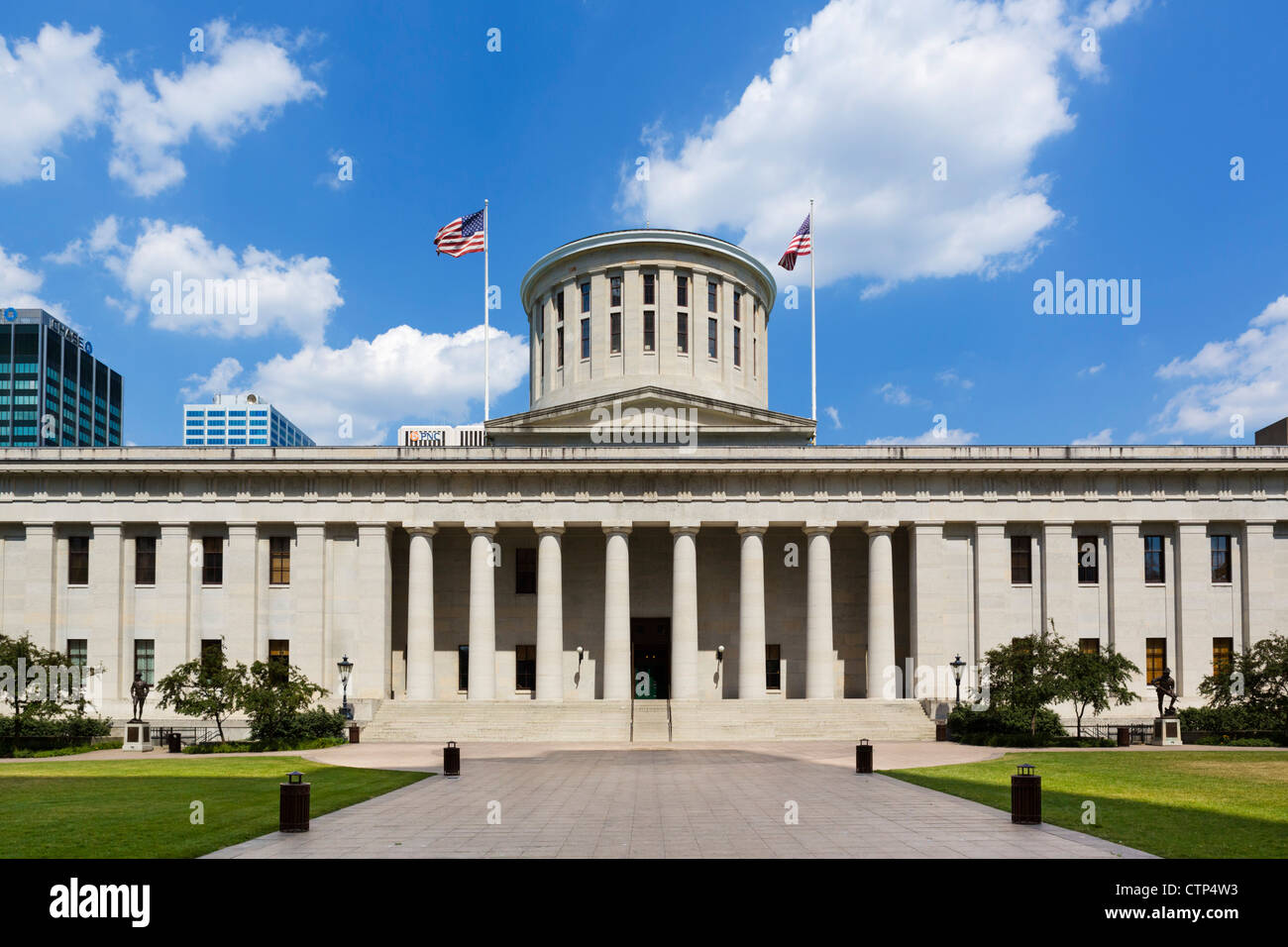 La facciata occidentale dell'Ohio Statehouse, Columbus, Ohio, Stati Uniti d'America Foto Stock