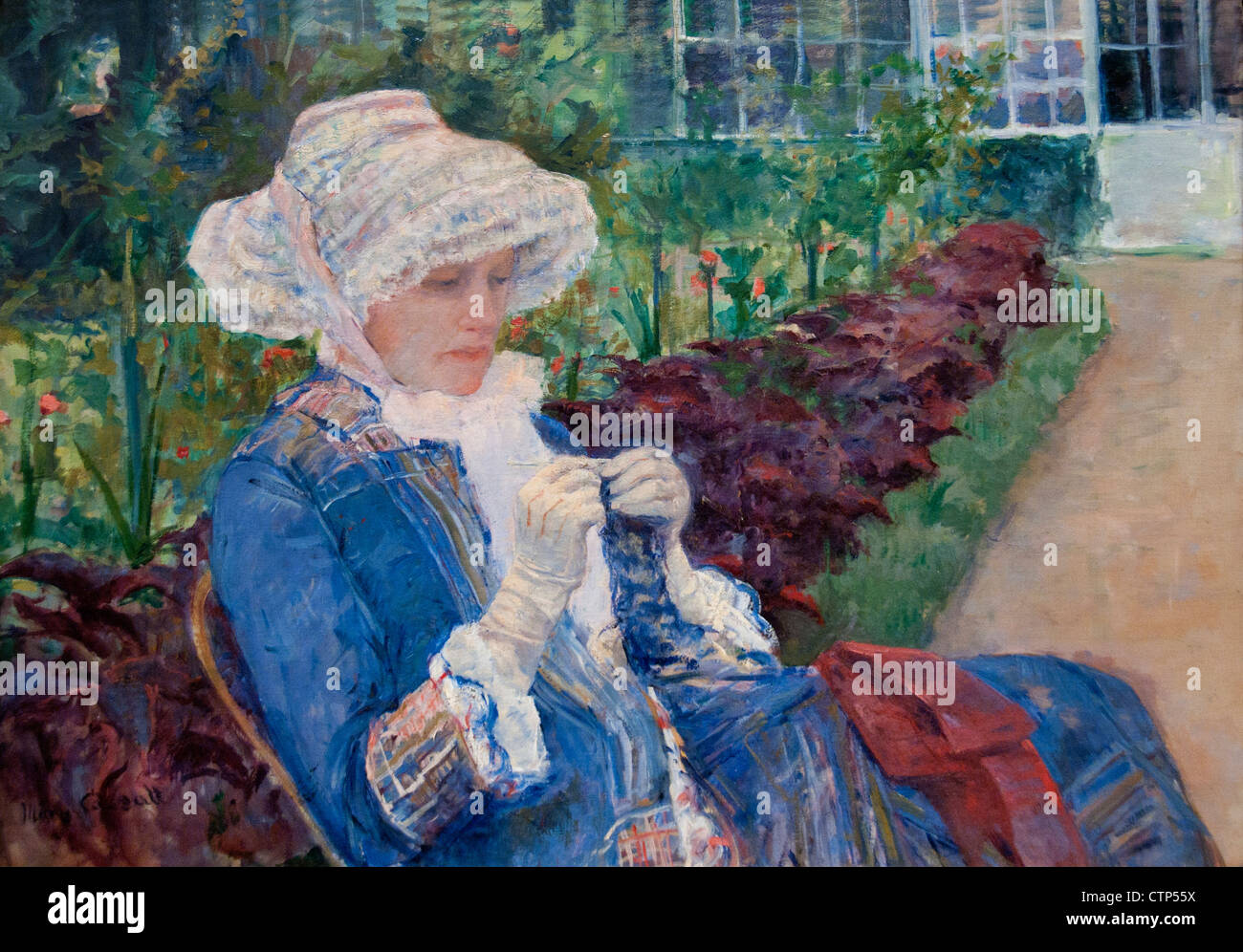 Lydia a crochet in giardino a Marly 1880 Mary Cassatt American Stati Uniti d'America Foto Stock