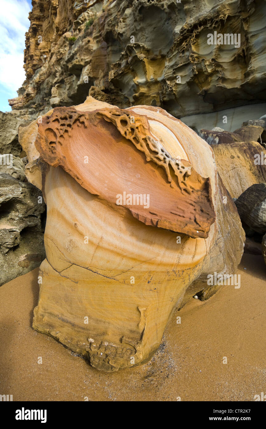 Colorful rocce di arenaria, periodo triassico, Royal National Park, New South Wales, Australia Foto Stock