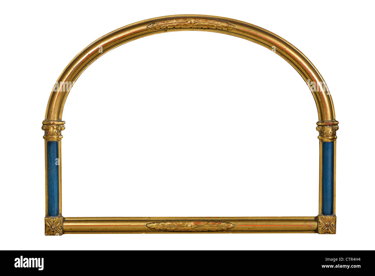 Antique golden picture frame con pilastri di colore blu Foto Stock