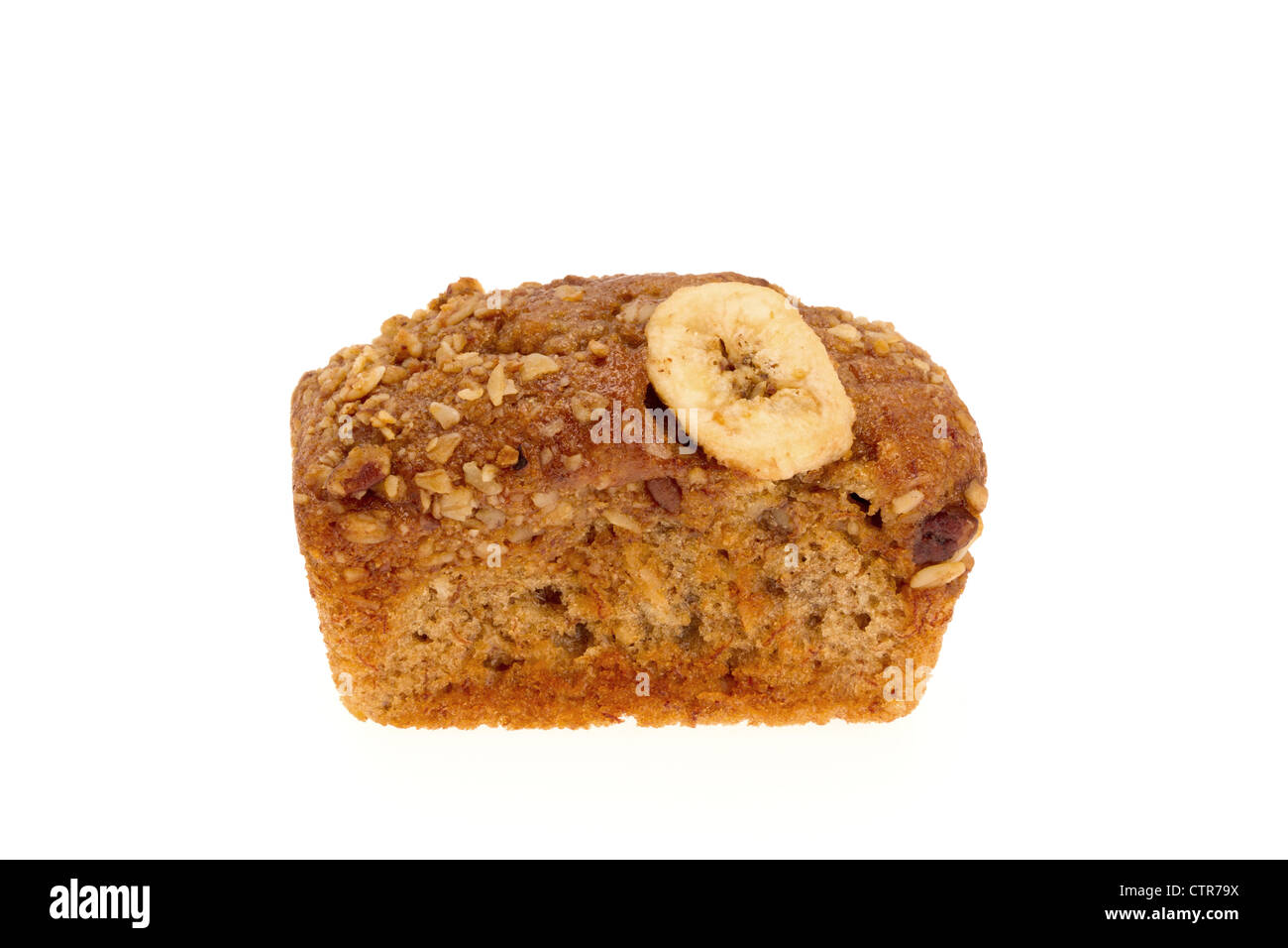 Banana torta di pane - studio shot isolato su bianco. Foto Stock