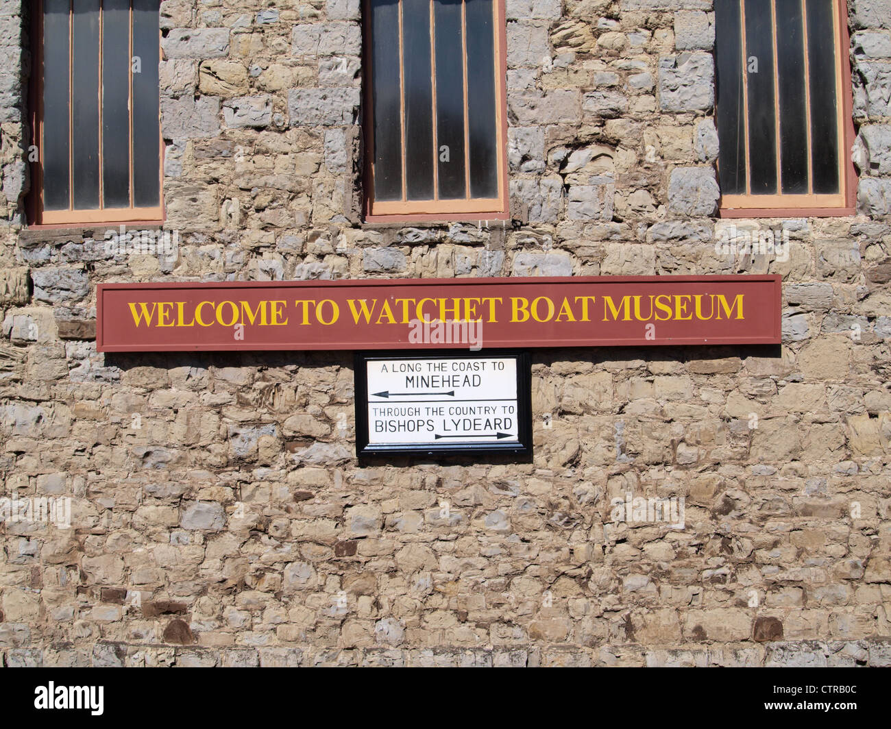 Segno sulla parete di Watchet Boat Museum. Somerset. Regno Unito Foto Stock