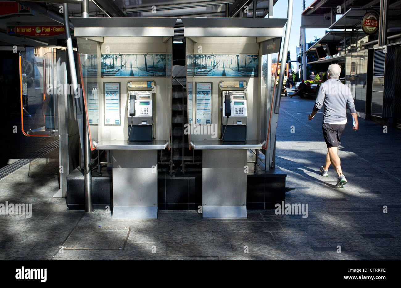 Telefoni pubblici Brsibane in centro città in Queensland, Australia. Foto Stock